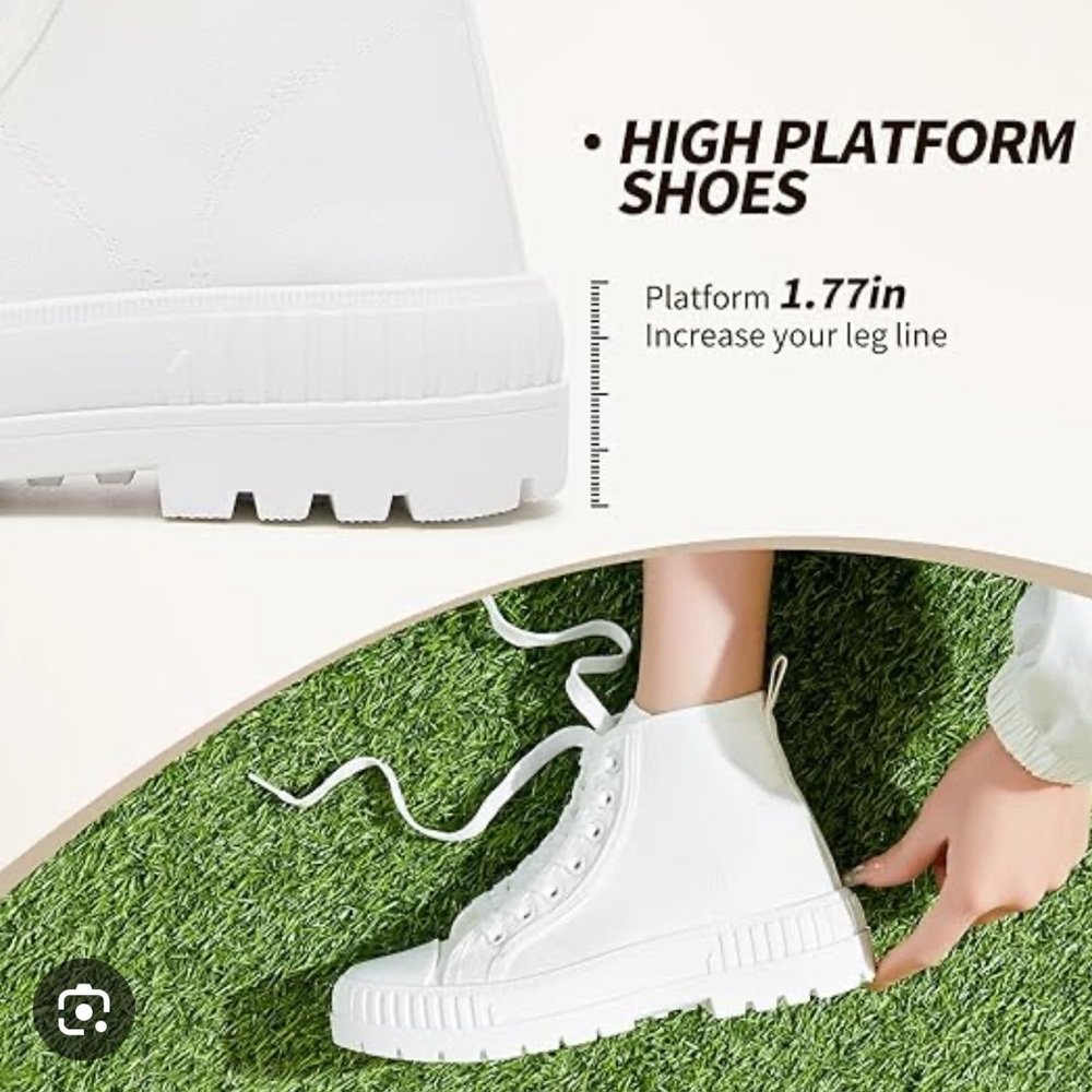 NWT High Top Platform (Women’s) (US 7) WHITE Lugged Lace-Up Sneaker in BOX - Picture 5 of 9